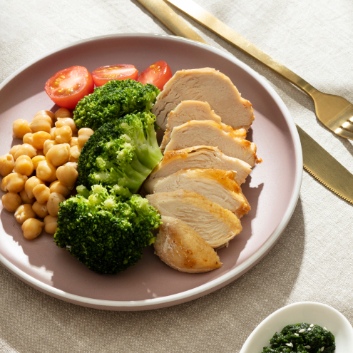 (Product 2) Apricot-Glazed Chicken Breast with Creamy Caesar Broccoli