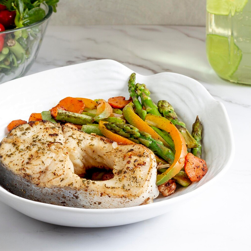 (Product 8) Apricot-Glazed Chicken Breast with Creamy Caesar Broccoli Main image